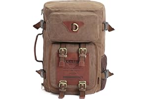 KAUKKO Outdoor Travel Men Backpack Hiking Camping Canvas Rucksack (Canvas Khaki)