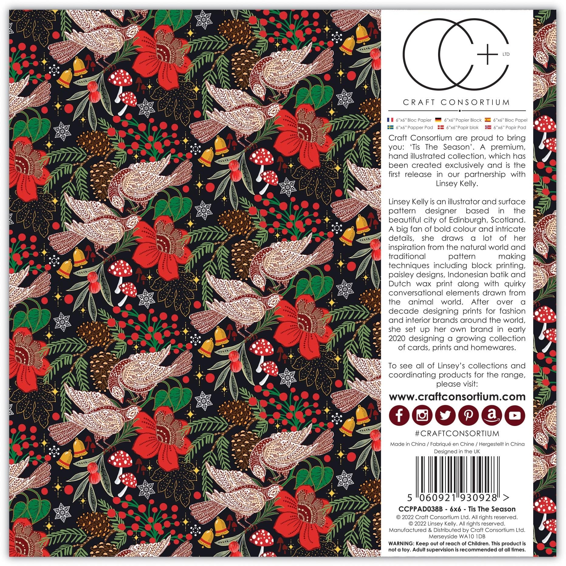 Craft Consortium Double-Sided Paper Pad 6"X6" 40/Pkg-Tis The Season