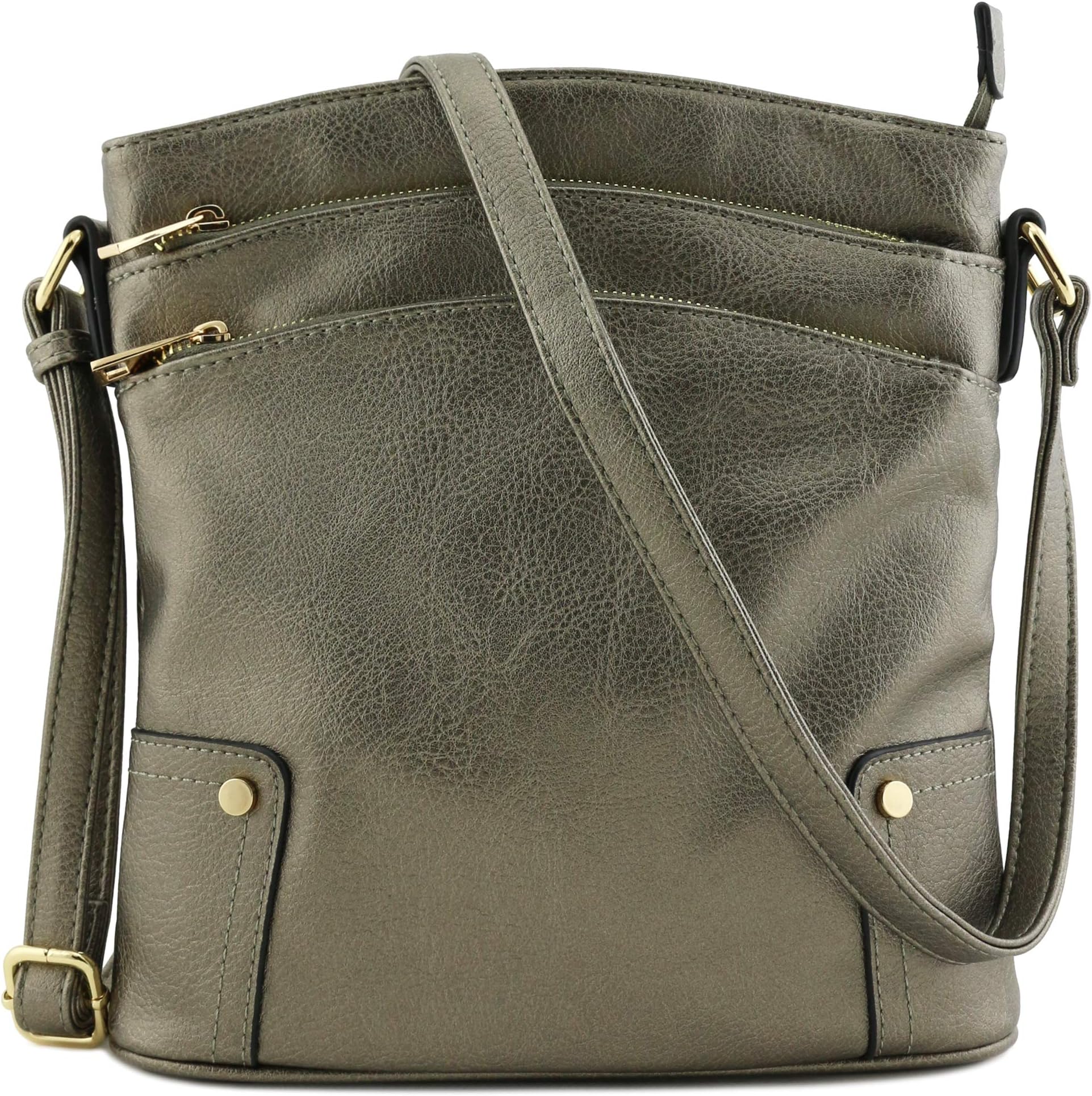 ALYSSATriple Zip Pocket Large Crossbody Bag