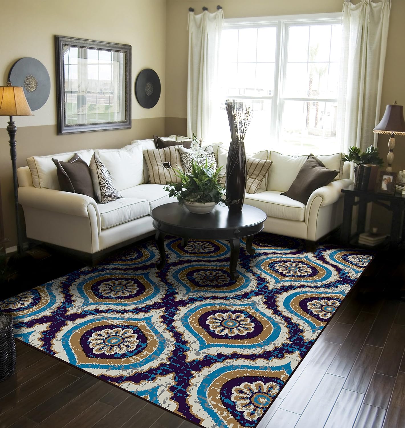 Amazon Com Modern Area Rugs Navy Rugs For Living Room 5x7 Navy Rugs For Bedroom Home Kitchen