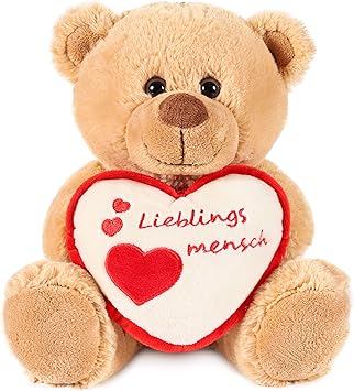 Brubaker Peluche Douce Ours Nounours Avec Cœur Lieblingsmensch 25 Cm Brun Clair Amazon Fr Jeux Et Jouets