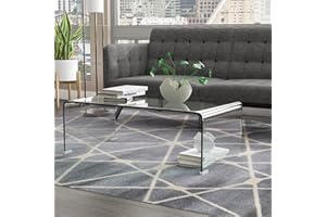 Meihua Tempered Glass Coffee Table for Living Room, Clear Center Table with 0.47 inch Tempered Glass, Transparent Modern Coffee Table