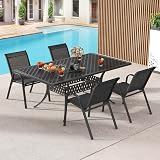 TANGZON Garden Dining Chairs Set of 4 Black Stackable Outdoor Armchairs view 7