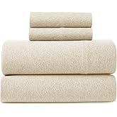 Road Trip America Jersey Sheets Full Set - Cotton (4 Pieces) All Seasonal Deep Pockets Soft Cozy Knit Stretchy Bed Sheets - Hotel and Residential Quality (Oatmeal, Full)