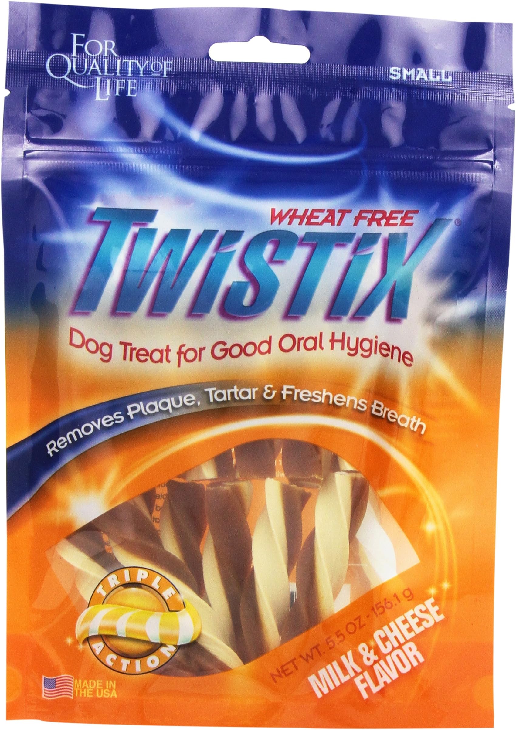 Twistix 5.5-Ounce Milk And Cheese Dental Chew Treats For Dogs, Small