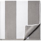 WEDPLAN Cotton Oversized Beach Towel - 40 x70 Inch Extra Large Striped Pool Towel, Big Soft Terry Cloth Grey Cabana Swim Towel