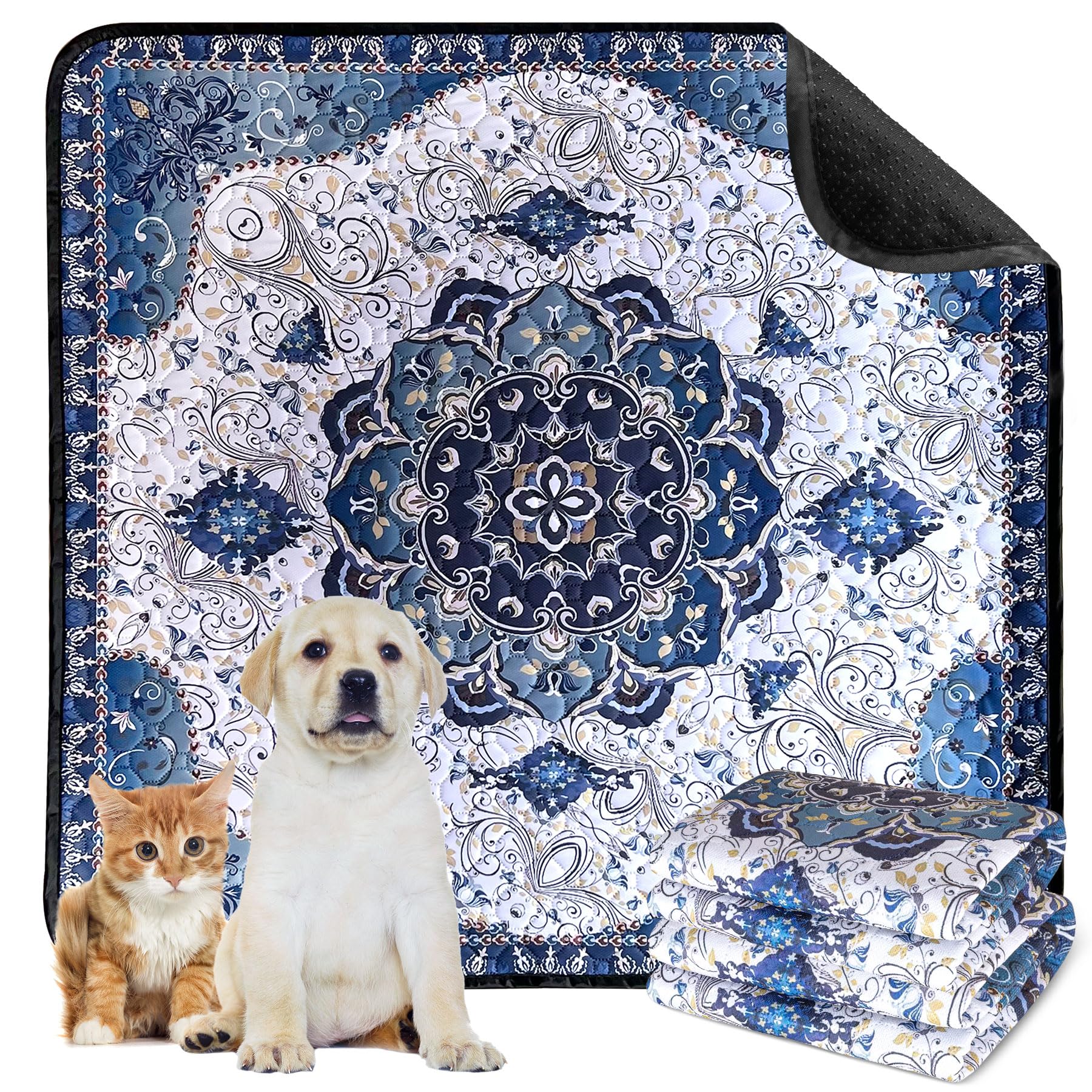 Photo 1 of ARVINKEY Washable Puppy Dog Pee Pad, 2 Pack Reusable Pee Pads for Dogs, Super Absorbent Leakproof Dog Pads Training Pads with Bohemia Patterns for Potty Training, Incontinence,18” x 24”