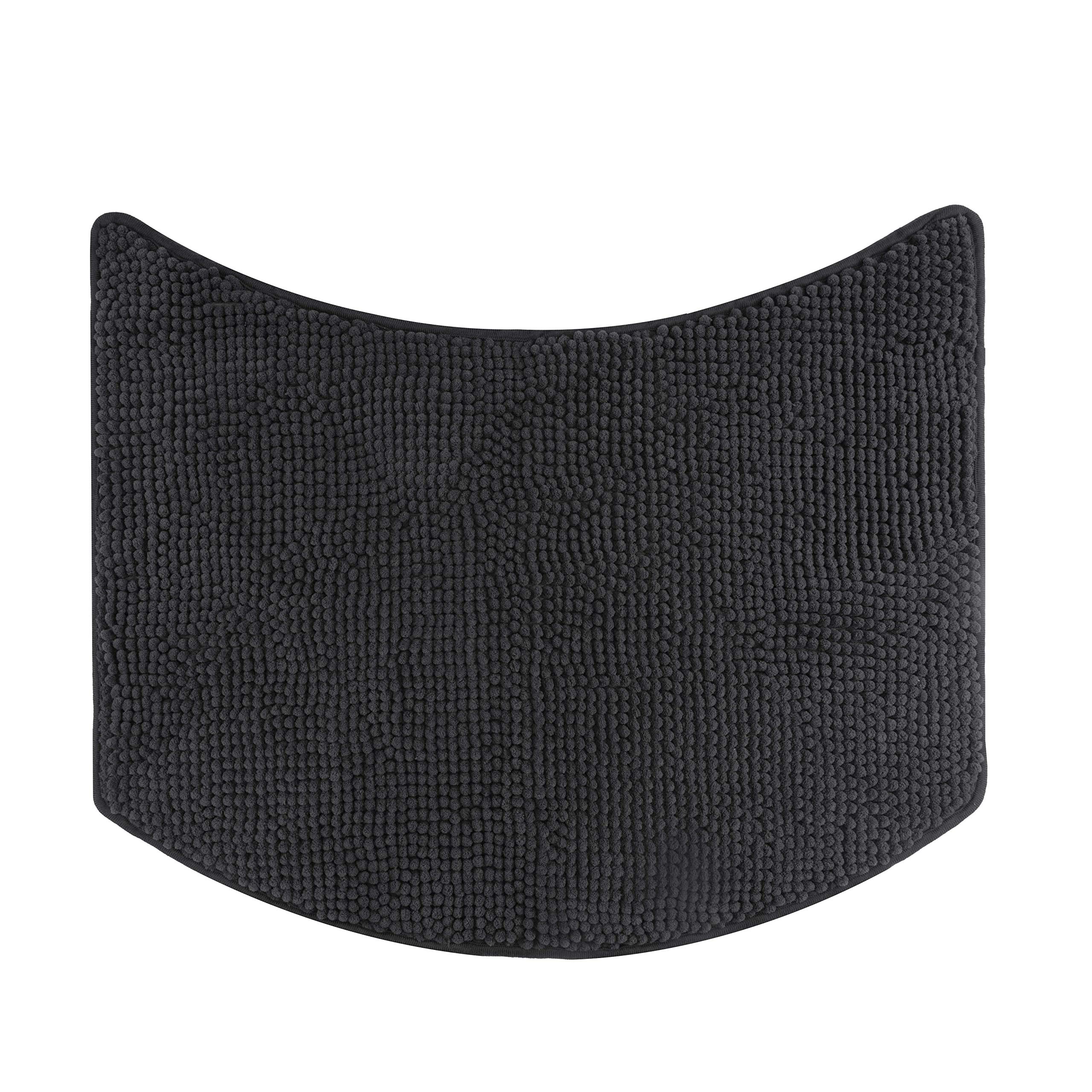 fluffy® Bath Mat for round Showers, made of Chenille, with Non-Slip Bottom (Small Curve | Shower Radius 55 cm, Anthracite)