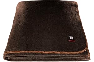 EKTOS 90% Wool Blankets, 90" x 66", Thick Wool Blanket for Winter Camping, Military Blanket (Brown)
