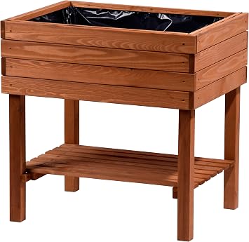 dobar - Bancal de Madera Decorativo (Pino, marrón) para jardín ...