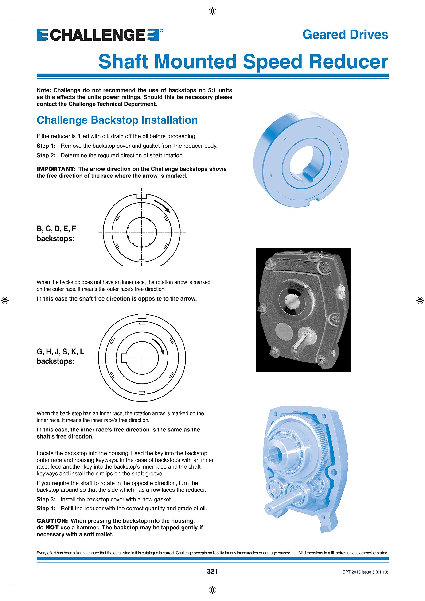 Challenge SMSR-L-BSTOP Back Stop for Shaft Mounted Speed Reducer, Size L