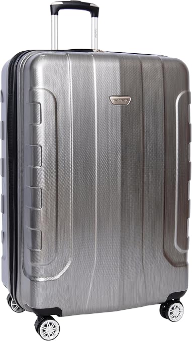gray hardside luggage