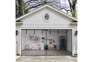 HBlife Garage Screen Doors for 2 Car Garage,16x7FT Fiberglass Magnetic Garage Door Screen, Hands Free Retractable Garage Net 