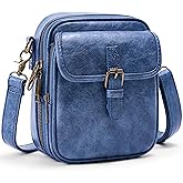 Small Messenger Bag Vegan Leather Crossbody Bag for Women Men, Vintage Cross Body Shoulder Purse with Card Slots