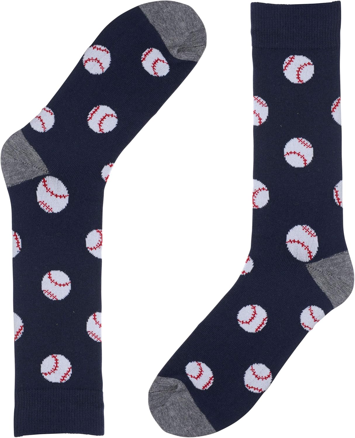 Navy Baseball Novelty Socks for Men Fun Colorful Baseball Dress Socks