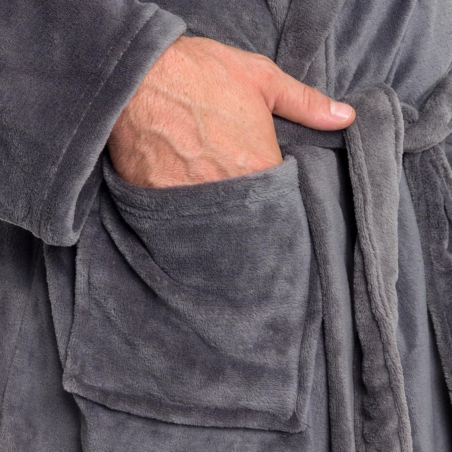 Ross Michaels Men's Hooded Robe - Plush Shawl Kimono Bathrobe for Men at  Men’s Clothing store