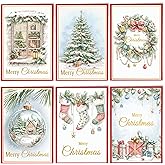 Solpla 24 Christmas Cards Assortment, Festive Foil