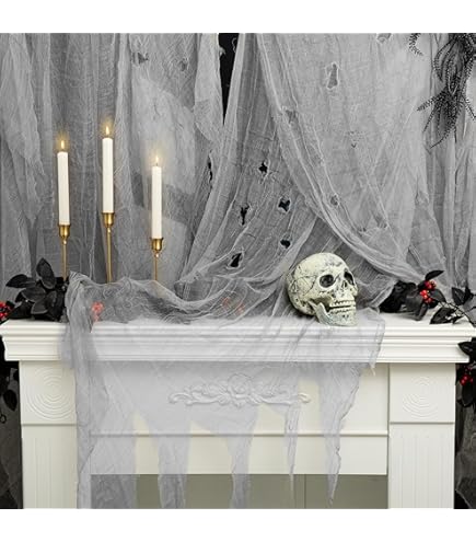 6 Piezas De Decoración De Halloween Para Interiores, 72 X 30 Pulgadas, Tela De Gasa Blanca De Halloween, Tela De Gasa De Halloween, Tela Espeluznante Blanca Espeluznante Para Decoración De Casa
