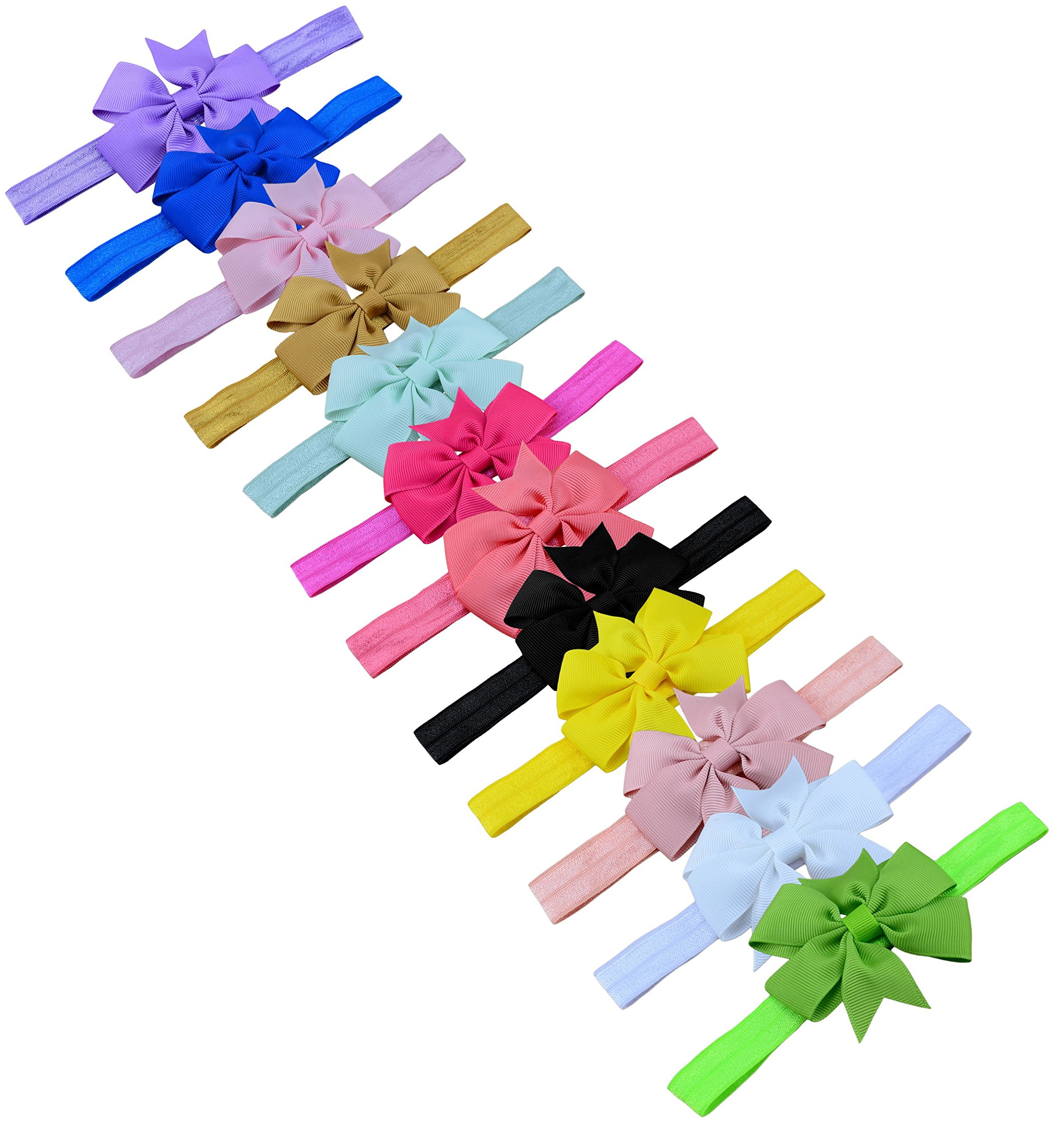 Stretchy Headwear Headband Grosgrain Ribbon Flower Shape Hair Bows Accessories for Baby and Newborn Girls (2)