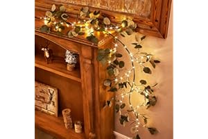 Birchlitland Decorative Garland Lights 6FT 96 LED Fairy Lights, Lighted Eucalyptus Twig Garlands with Timer Battery Operated for Bedroom Stairs Party and Holiday Decor Indoor Outdoor