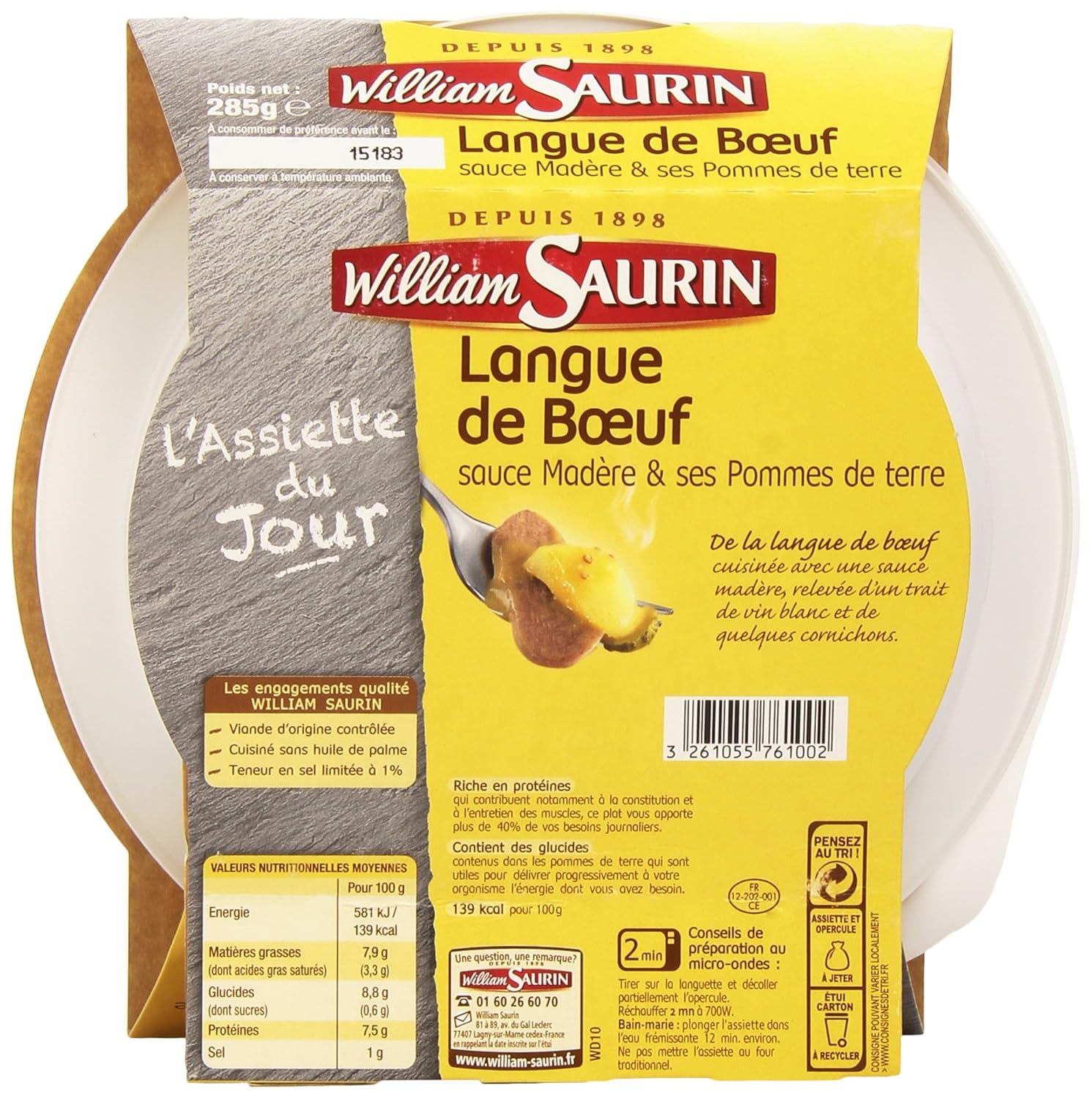 Amazon Com William Saurin Langue De Boeuf Grocery Gourmet Food