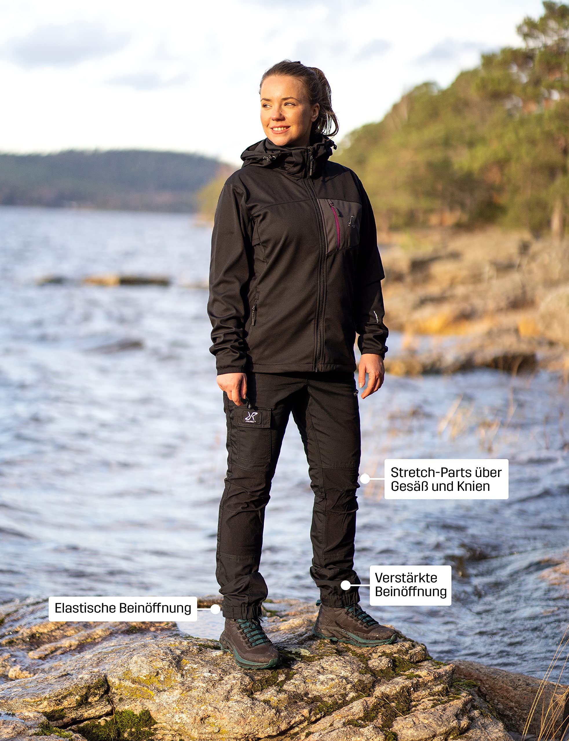 RevolutionRace Damen Nordwand Pants, Hose zum Wandern und für viele Outdoor-Aktivitäten, Jet Black, XL 6