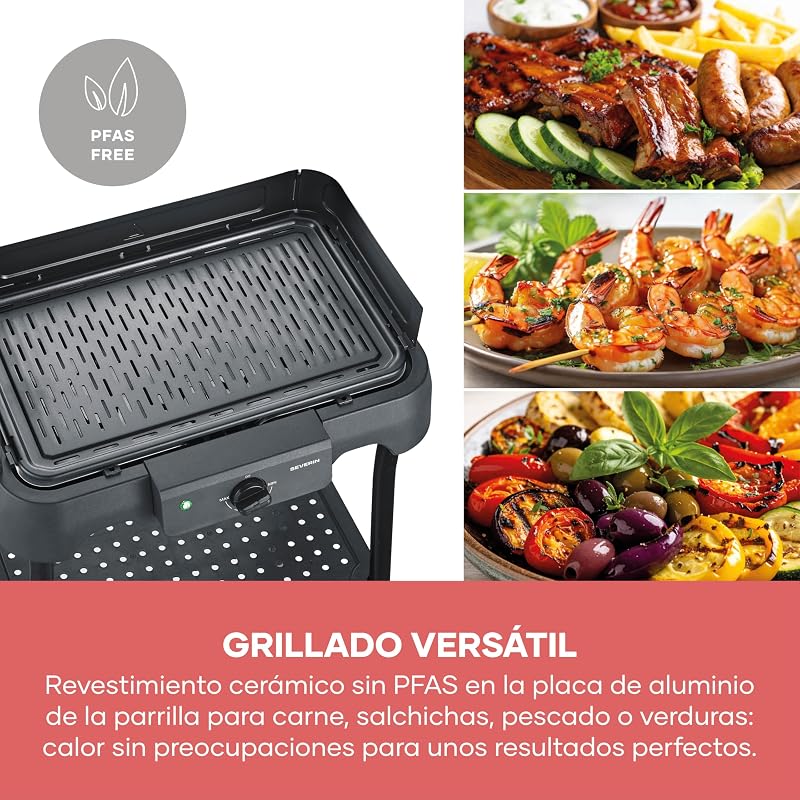 Grelha elétrica de mesa com placa e suporte de alumínio, preta pg 8596