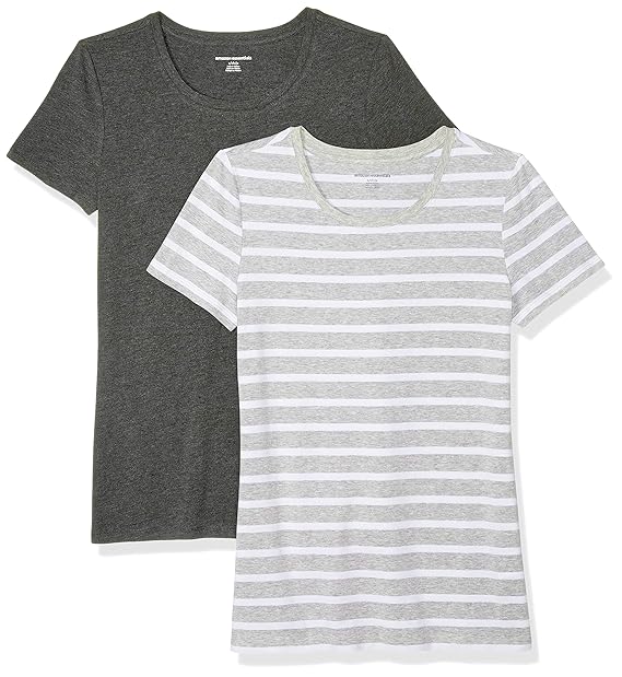 Amazon Essentials Damen 2-Pack Short-Sleeve Crewneck Patterned T-Shirt