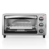 BLACK+DECKER TO1313SBD 4-Slice Toaster Oven, Includes Bake Pan, Broil Rack & Toasting Rack, Stainless Steel/Black