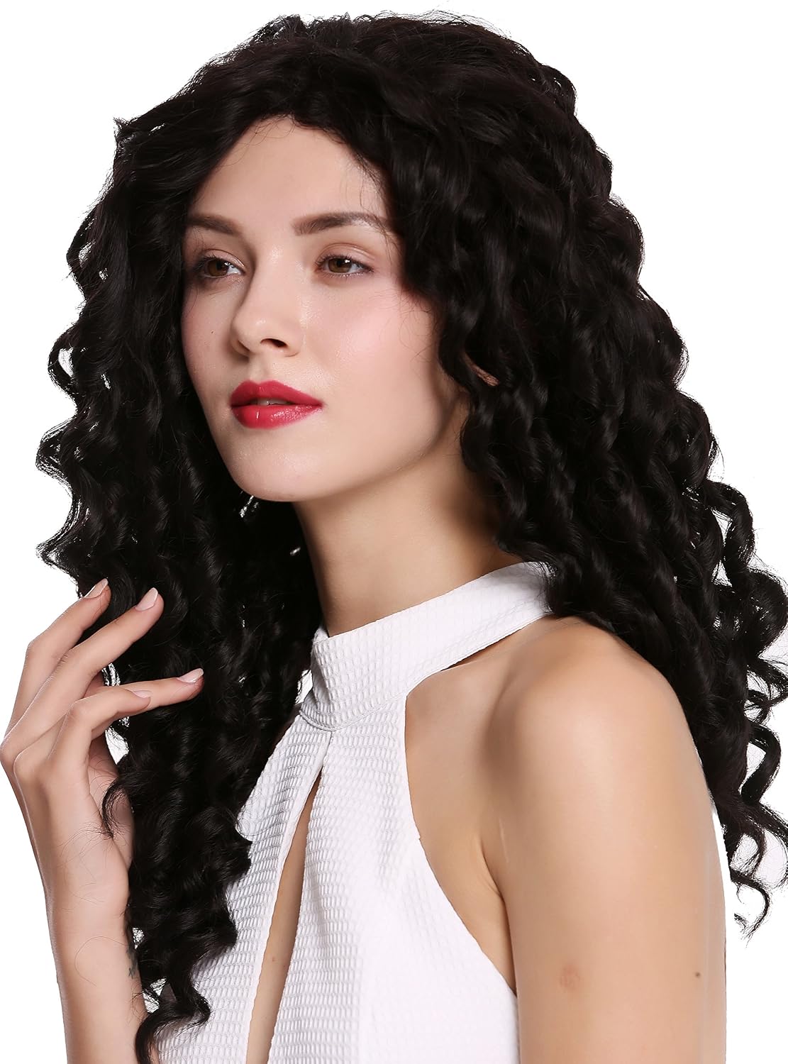 WIG ME UP - LS-016-LF-1 Quality women's wig lace front very long corkscrew curls curly lady black, black (1), Länge: ca. 60 cm - Image 4