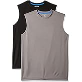 Amazon Essentials Men's Active Performance Tech Muscle Sleeveless Tank Top Workout Shirt, Pack of 2