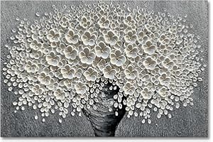 EPICLER ART Epicler 30x45 inch Hand-Painted Oil Painting, White Bouquet Oil Painting, Canvas Wall Decoration Painting.