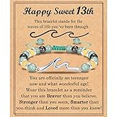 FIEEFX 13 14 15 16 17 18 21 Year Old Birthday Gifts for Girls, Wave Birthday Bracelet Gifts with Birthday Card for Teen Girls Her Daughter Granddaughter Niece Friends