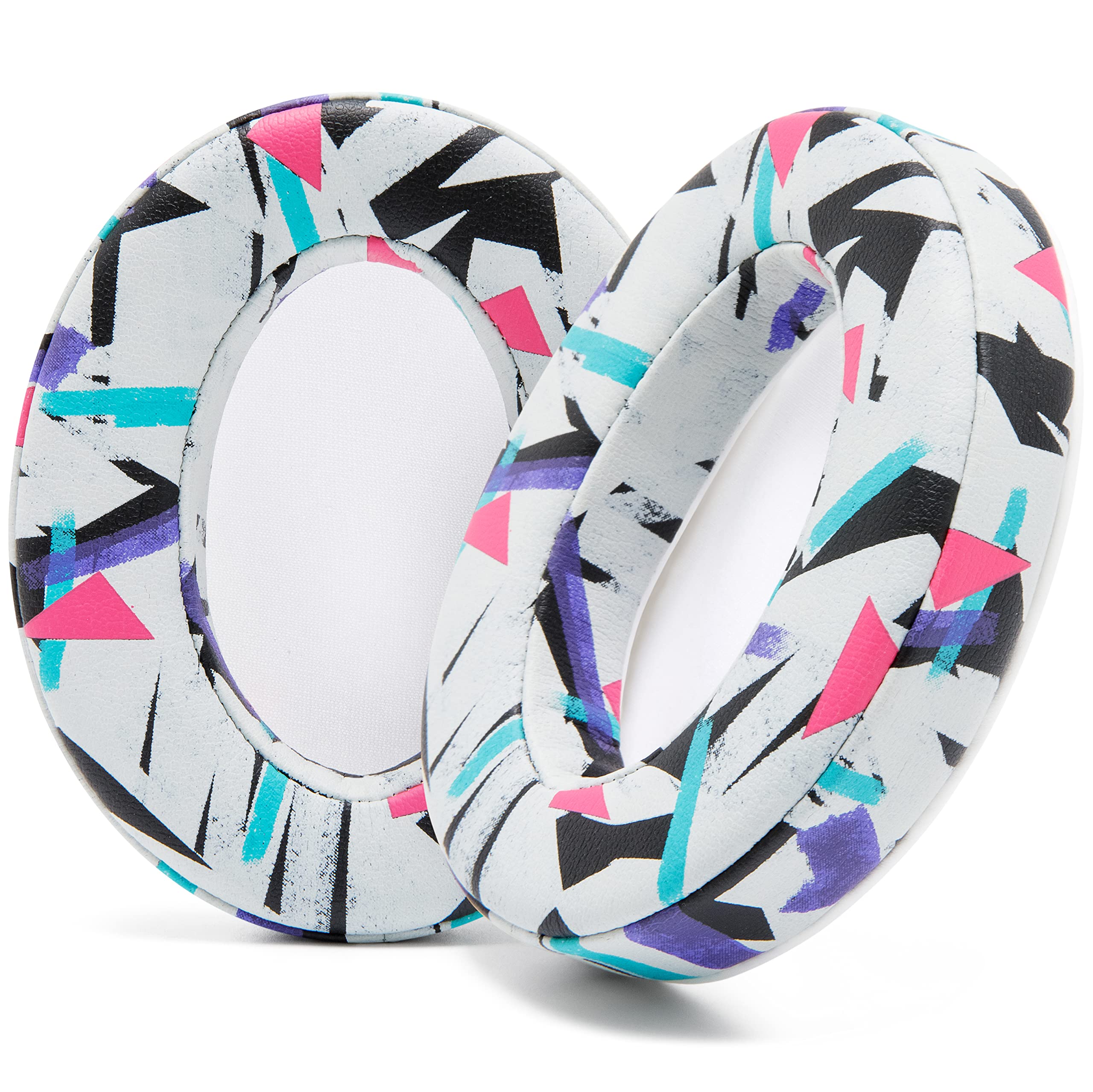 WC PadZ - The Ultimate Upgraded Earpads by Wicked Cushions - Compatible With Audio Technica, HyperX, SteelSeries Arctis & More - Extra Thick - Bigger Opening - Softer Memory Foam | 90s White