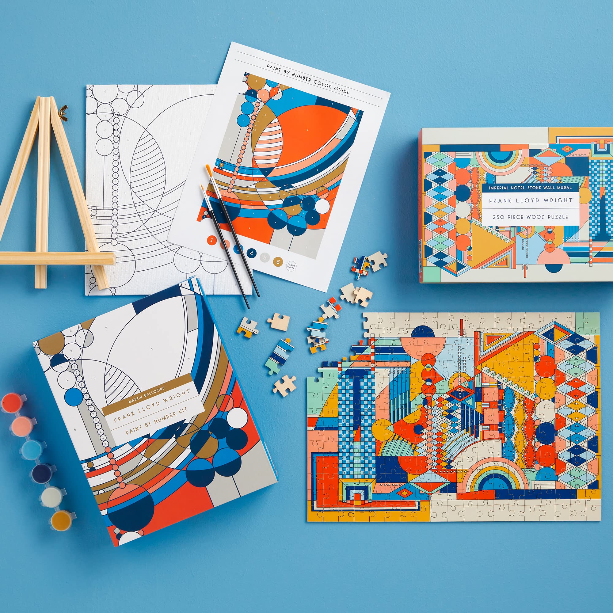 Galison Galison Frank Lloyd Wright March Balloons Paint by Number Kit from Includes 1 Canvas (8” x 10