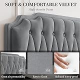 Yaheetech 5ft King Bed Frame Upholstered Platform Bed with Headboard Velvet Grey view 4