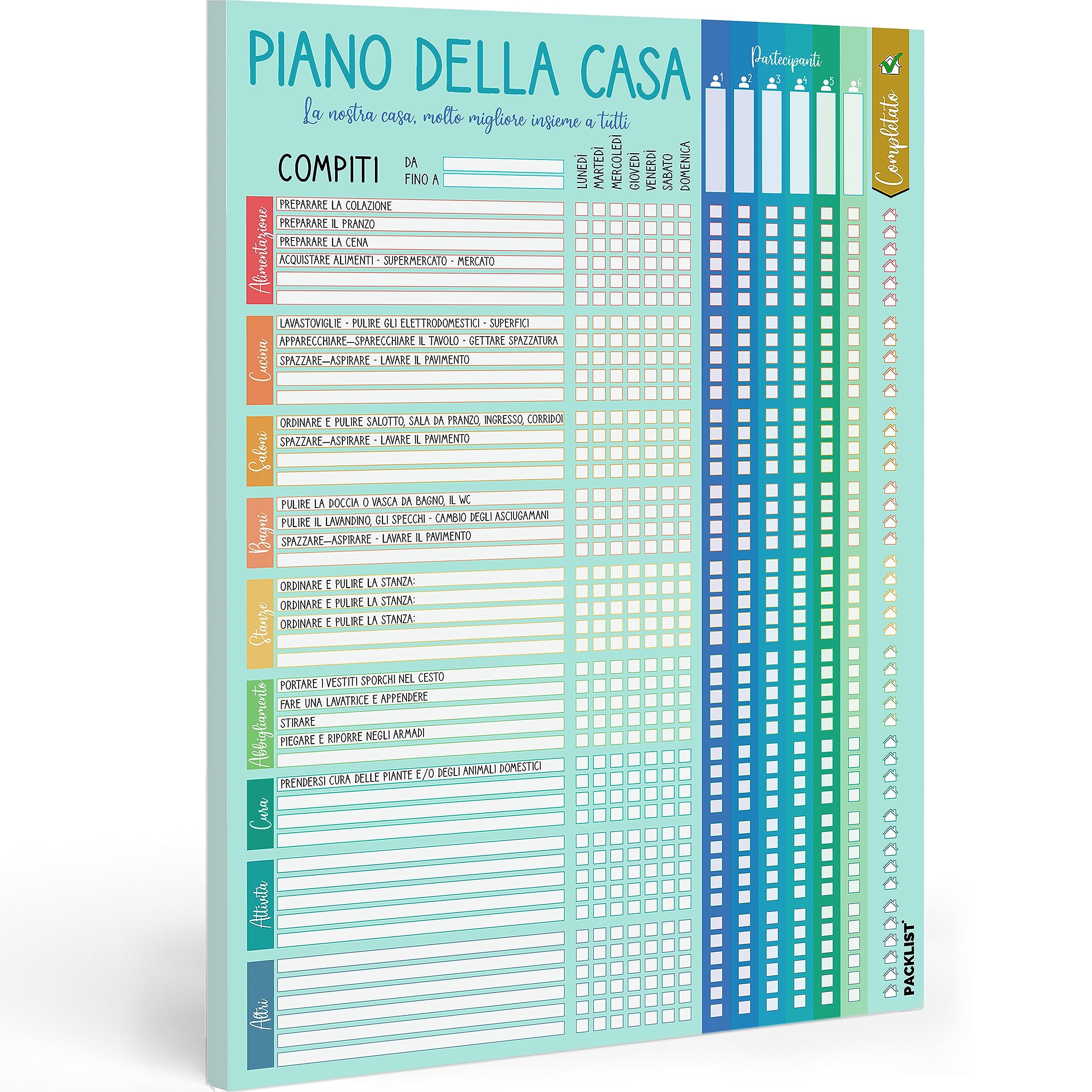 PACKLIST Piano di Attività Domestiche - Piano di Pulizia per Famiglie - La Nostra Casa, Molto Migliore Insieme - Piano Domestico per Condividere in Modo Equo i Compiti di Casa — image 1