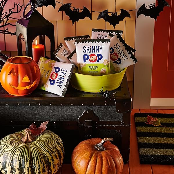 SKINNYPOP POPCORN, ORIGINAL, TRICK OR TREAT SNACK BAGS, GLUTEN-FREE, NON-GMO SNACKS, 0.5OZ, 12 COUNT