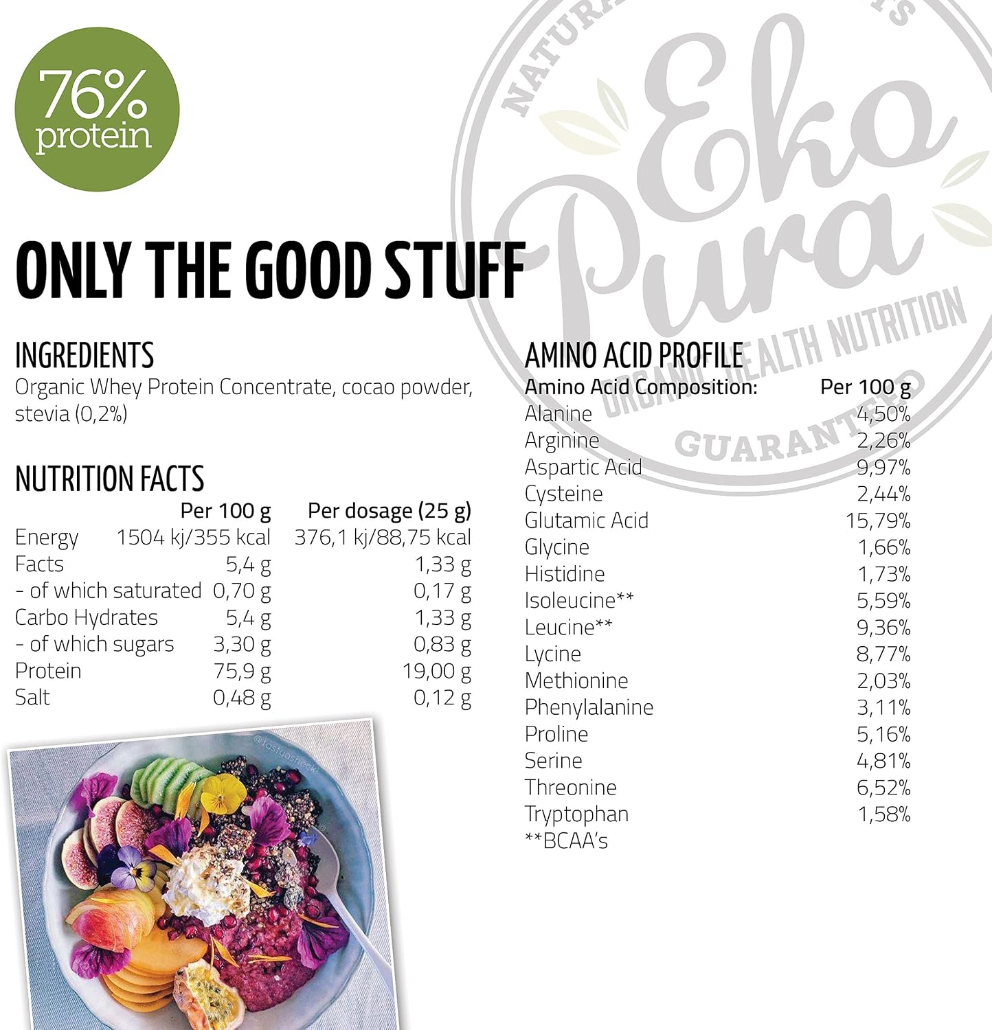 Ekopura Natural Whey Protein - Cocoa - 500g, Brown, 500 g (Pack of 1) - Image 5