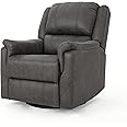 GDFStudio Jemma Tufted Slate Microfiber Swivel Gliding Recliner Chair
