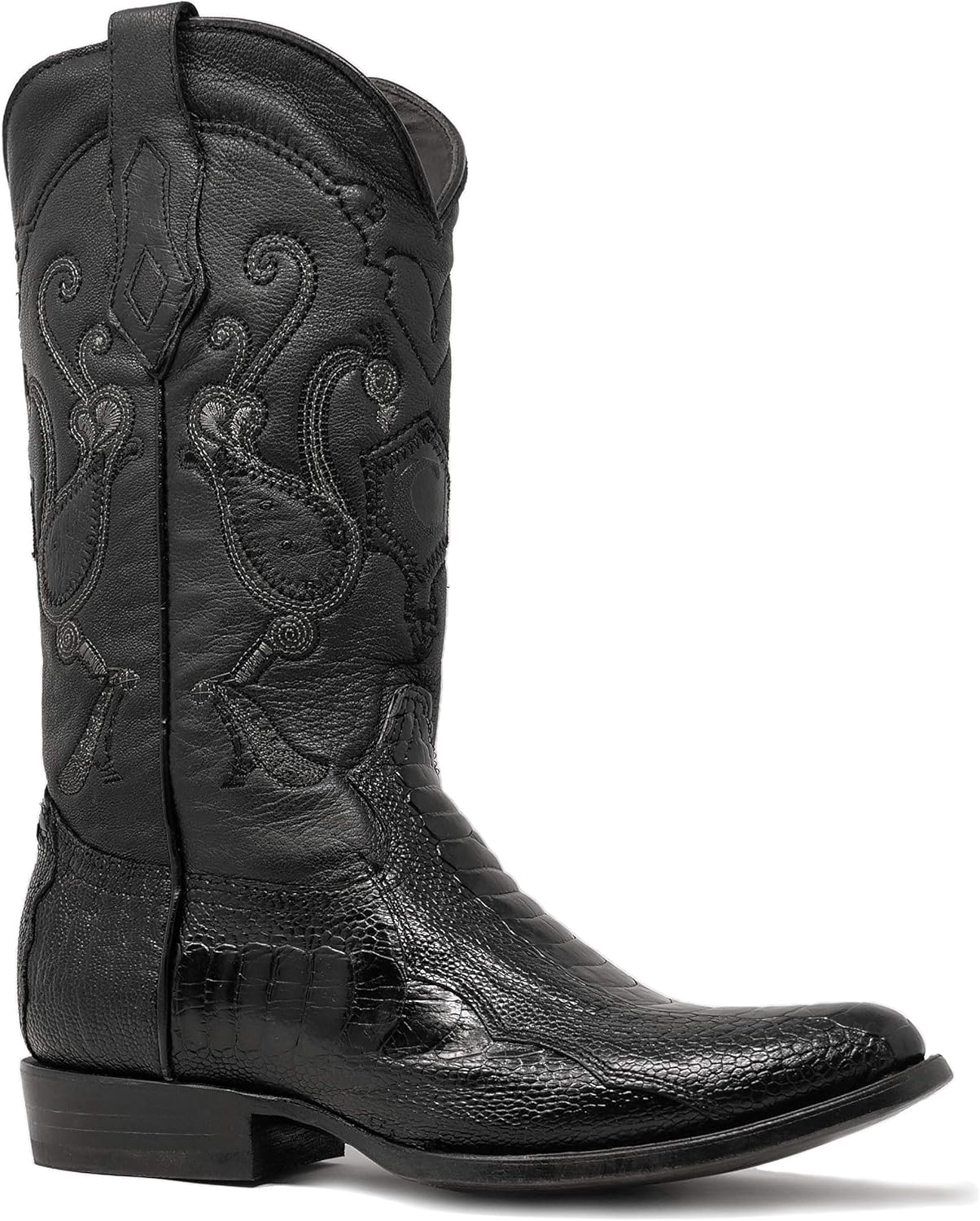 botas cuadra avestruz negras