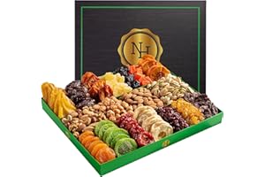 NUT HAVEN Dried Fruit & Nuts Gift Basket - Extra Large Selection of 18 Food Tray - Assorted Food Gift Box for Birthday, Family, Sympathy, Men & Women.