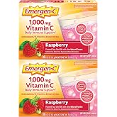 Emergen-C Vitamin C 1000mg Immune Support Powder, Raspberry, 60 Packets | B Vitamins for Energy, Zinc and Manganese, Electrolytes, Natural Flavor, Caffeine Free, Vitamin D