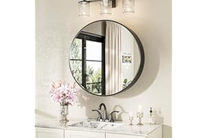 Keonjinn Round 20 Inch Medicine Cabinet with Mirror, Surface Mount Metal Framed Medicine Cabinet for Bathroom, Circular Black