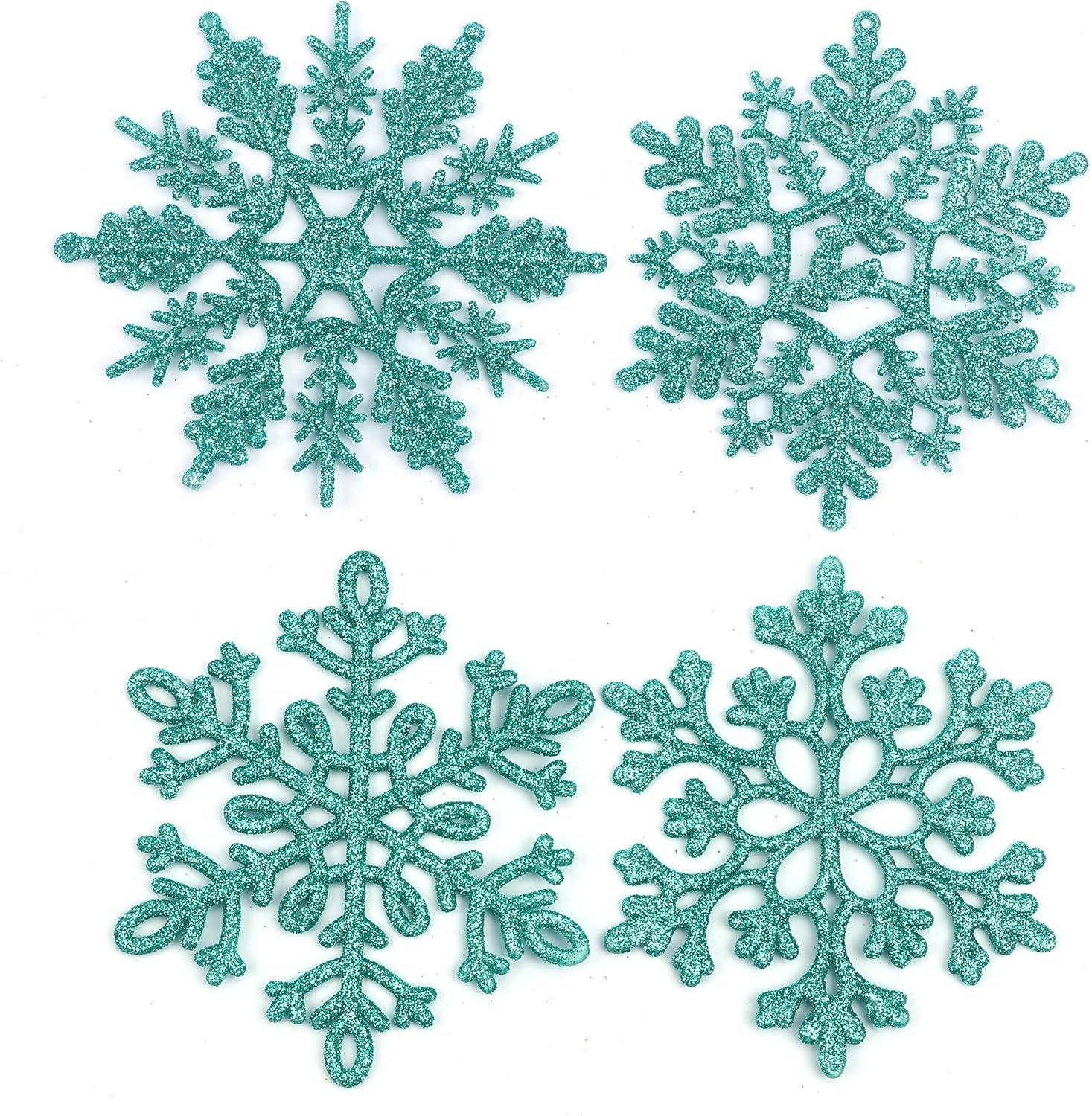 Ornaments - YYCRAFT 32pcs Glitter Snowflake Ornament 4 Inch for Christmas Tree Decoration-Teal