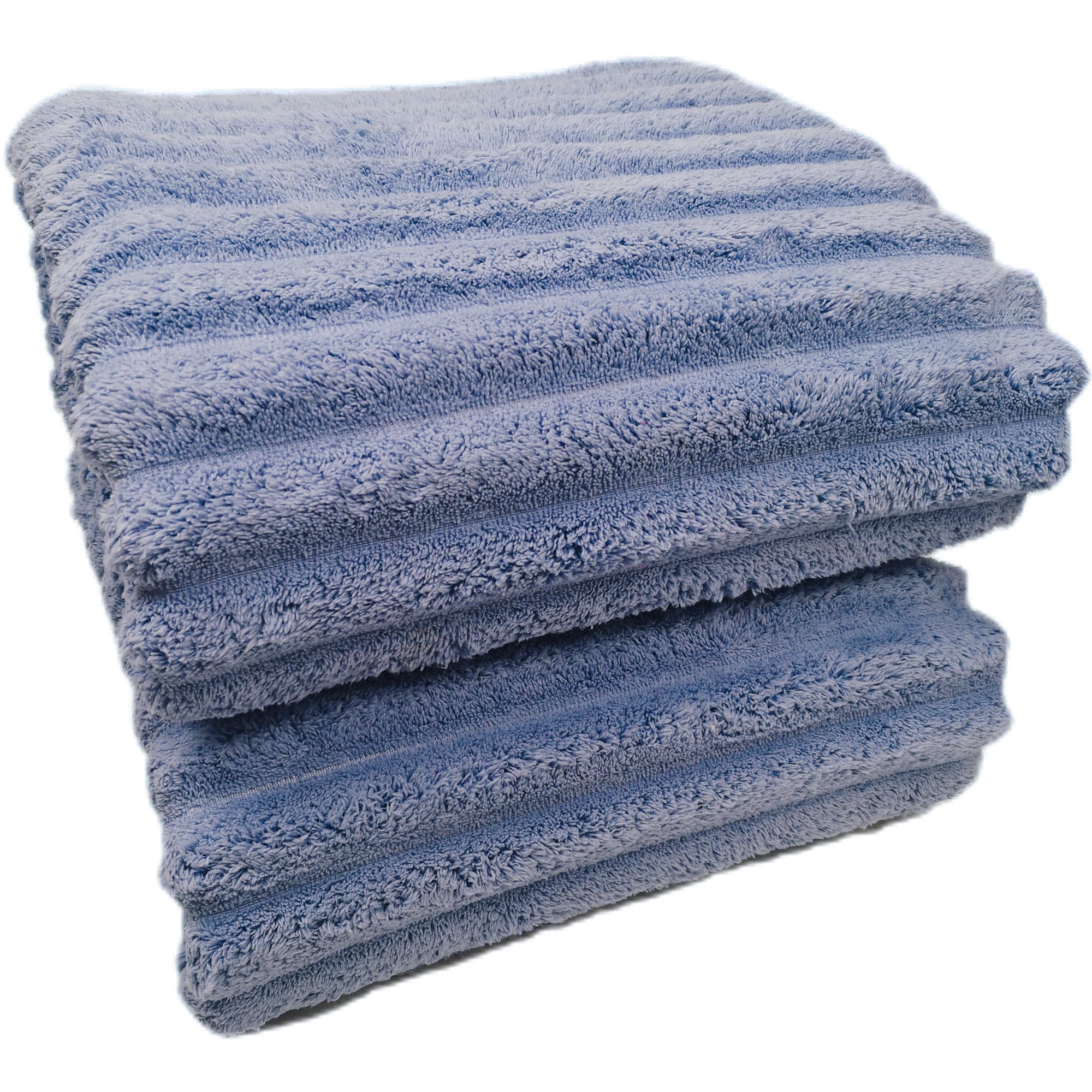 Soft Bath Towels Set, Microfiber Ribbed Oversized Bath Towels Extra Large for Bathroom, Home, Hotel, Spa, Beach, Pool, Gym (Bath Sheet - Set of 2, Blue)