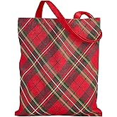 Loveinside Christmas Canvas Tote Bag, Xmas Shopping Bag, Reusable Shoulder Tote Bag, Holiday Gift Bag for Wrap Storage