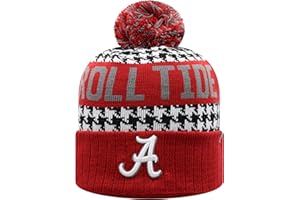 Top of the World NCAA Arctic Striped Cuffed Knit Pom Beanie Hat-Alabama-Houndstooth-OSFM