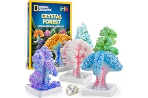 National Geographic Craft Kits for Kids - Crystal Growing Kit, Grow 6 Crystal Trees in 6 Hours, Art Supplies, Geode Specimen,