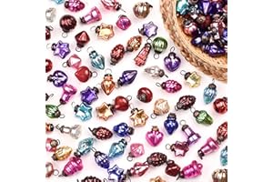 INDIAN SHELF IndianShelf 50 Glass Multicolor Christmas Ornaments- Vintage Christmas Ornaments- Colorful Christmas Ornaments- Mini Christmas Ornaments- Rainbow Christmas Ornaments- Small Christmas Ornaments Decor